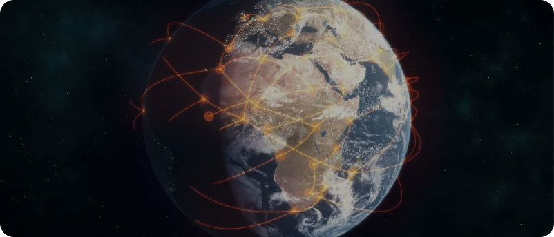 Earth connected by a glowing trade network