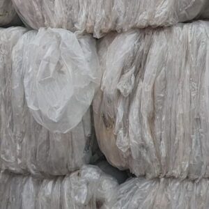 Low Density Polyethylene (LDPE) stacked in bales and prepared for recycling