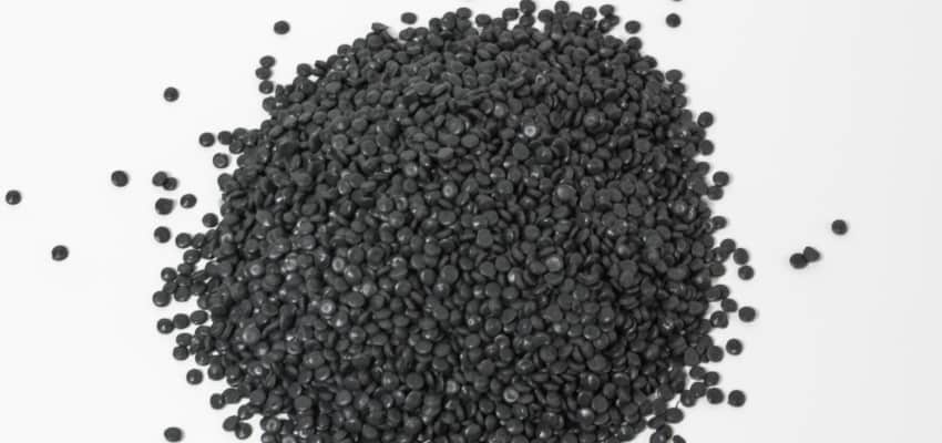 Recycled Low Density Polyethylene (LDPE) granules on a white surface