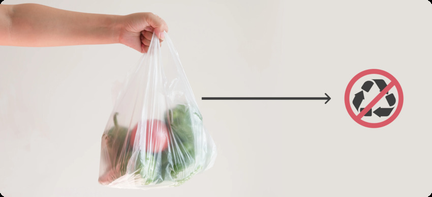 Ejemplo de plásticos no reciclables (bolsas de plástico), que muestran los artículos que deben desecharse correctamente