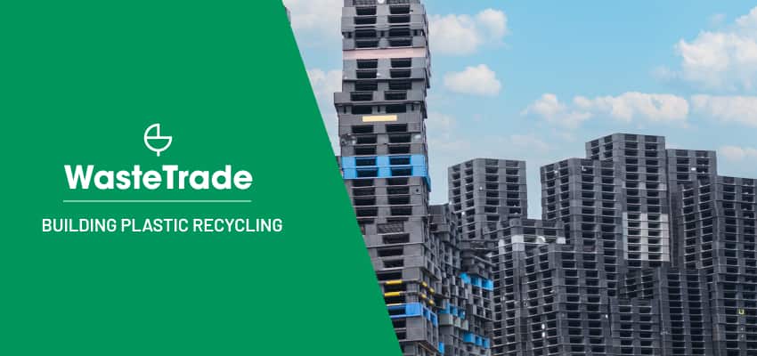 Plastic pallets stored on top of each other and prepared for trading on WasteTrade platform