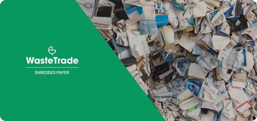 Материали от нарязана хартия, събрани и управлявани от WasteTrade за рециклиране.