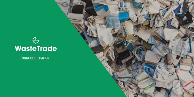 Shredded paper materials collected and managed by WasteTrade for recycling.